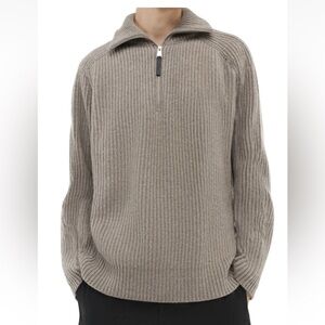 $795 Simkhai Henry Raglan Sleeve Half Zip 96% Cashmere Blend Sweater In Ash XL